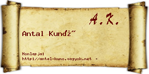 Antal Kunó névjegykártya